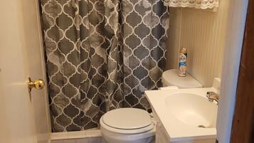 Shower, towels, soap, shampoo