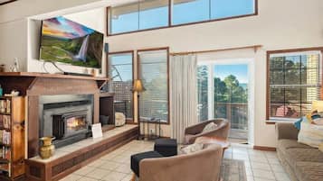 Smart TV, fireplace, foosball, offices