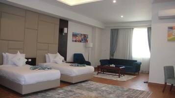 1 sovrum, egyptiska bomullslakan och sängtillbehör av högsta kvalitet