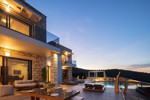 Terrace/patio - Blue Argyrie, heated pool, luxury, brand new complex of two villas (Unknown)