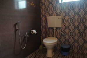 Douche, serviettes fournies, savon, papier toilette