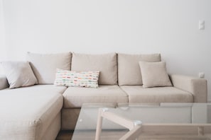 Classic Apartment | Living area | Smart TV - Athens Vibe-Minimalist Aptm in Pagrati (Athens)