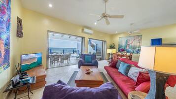 Smart-TV, DVD-spiller, bøker og filmbibliotek