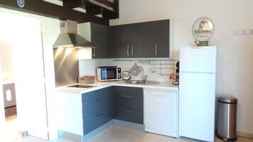 Réfrigérateur, micro-ondes, plaque de cuisson, lave-vaisselle