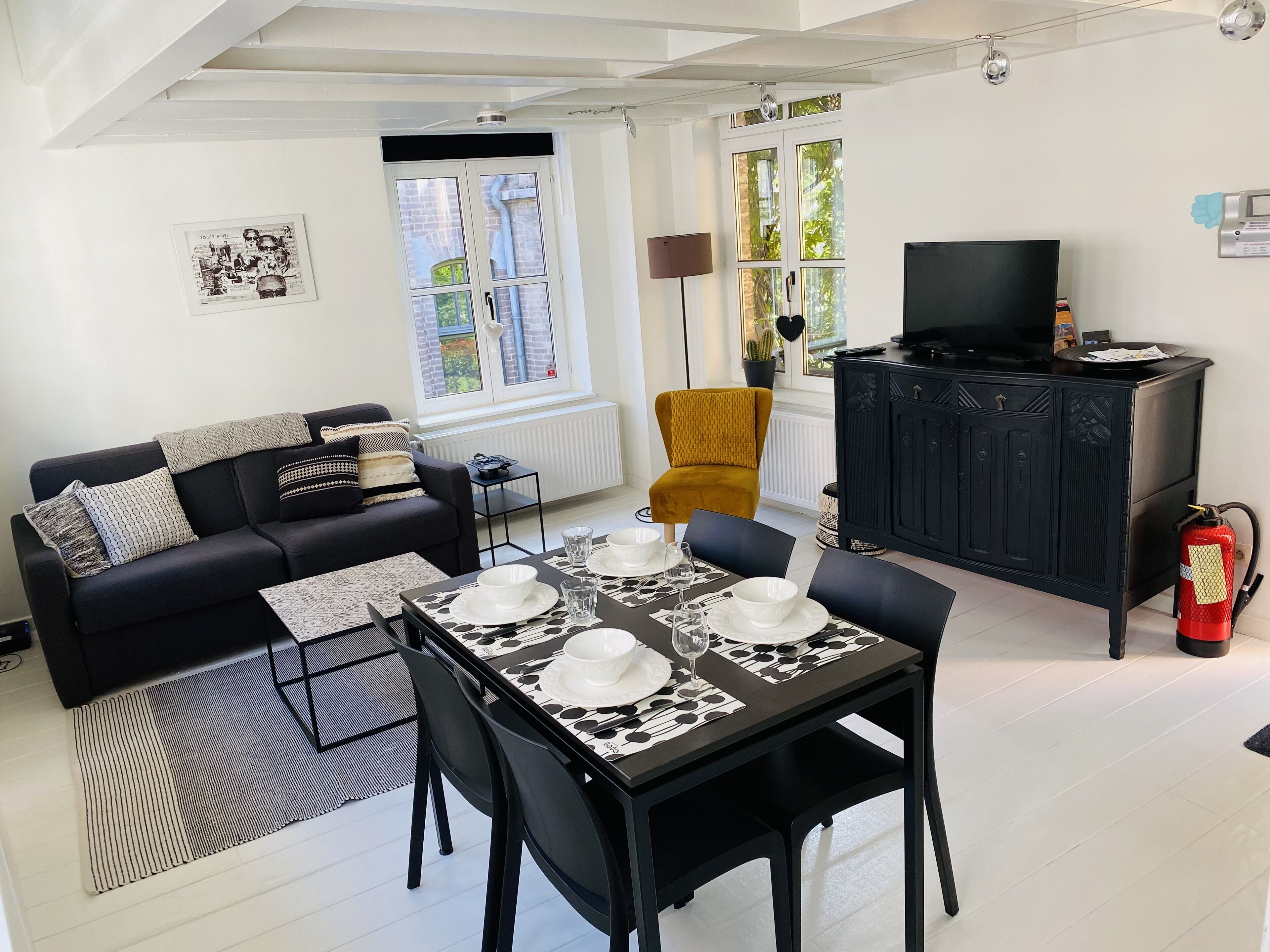 Classic Apartment, 1 Double Bed with Sofa bed | Living area | Flat-screen TV