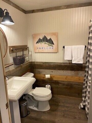 Regadera, secadora de cabello, toallas, jabón 