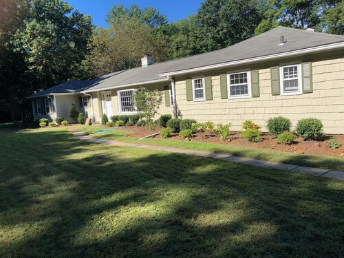 Darien family home on a Cul de Sac with  pond.