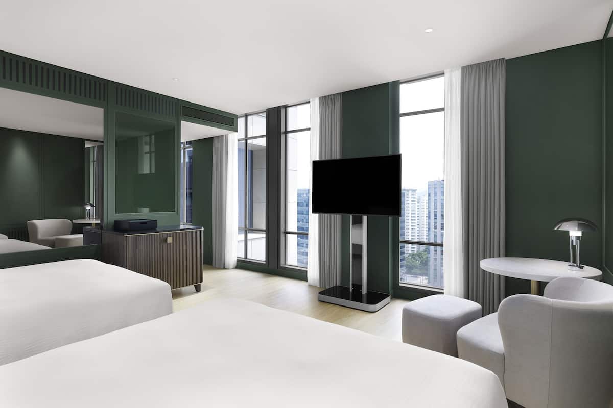 premier room, 2 double beds | premium bedding, down duvets, minibar, in-room safe