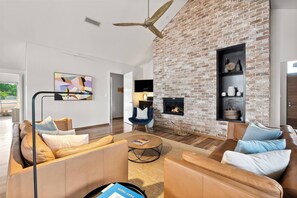 Fireplace, ping pong