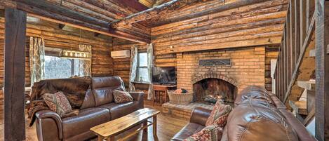 TV, fireplace, DVD player, books