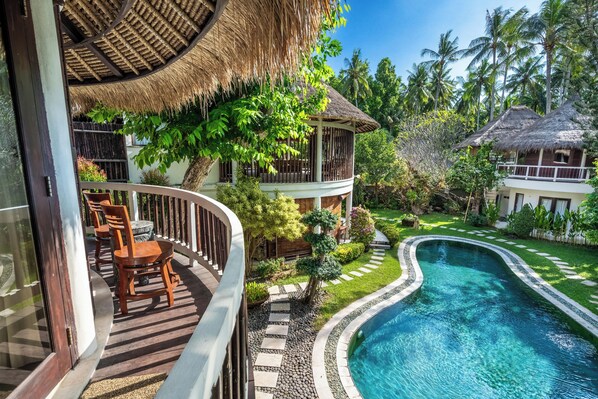 Double Room with Balcony and Pool/Garden View | Balcony view - The Village of Angels (Manggis)