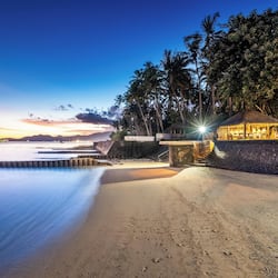 Private beach, white sand, sun-loungers, beach umbrellas