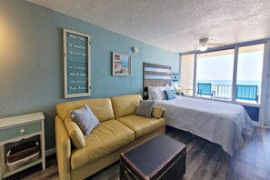 Desk, iron/ironing board, free WiFi - Oceanfront Studio | Sleeps 4 | Discounted | Free Daily Activities Included (Daytona Beach Shores)