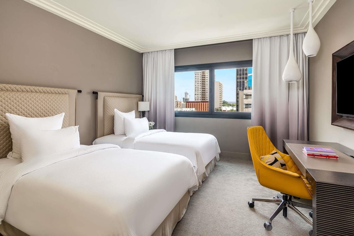 Premium bedding, minibar, desk, laptop workspace
