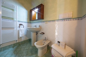 Family Apartment, Multiple Bedrooms, Mountainside (Liano Iris - Terrace & parking place) | Bathroom | Shower, bidet, towels, soap - Liano Iris - Terrace & parking place (Gargnano)