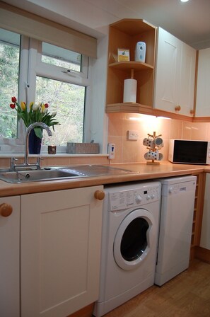 Fridge, microwave, oven, dishwasher - No 6 at Dolgoch Falls Cottages (Bryncrug)