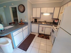 Fridge, microwave, dishwasher