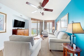 TV, DVD player, video library