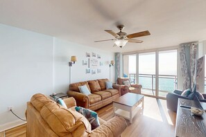 TV, DVD player, video library - 9th-floor oceanfront condo with indoor pool, balcony, central AC & full kitchen (North Myrtle Beach)