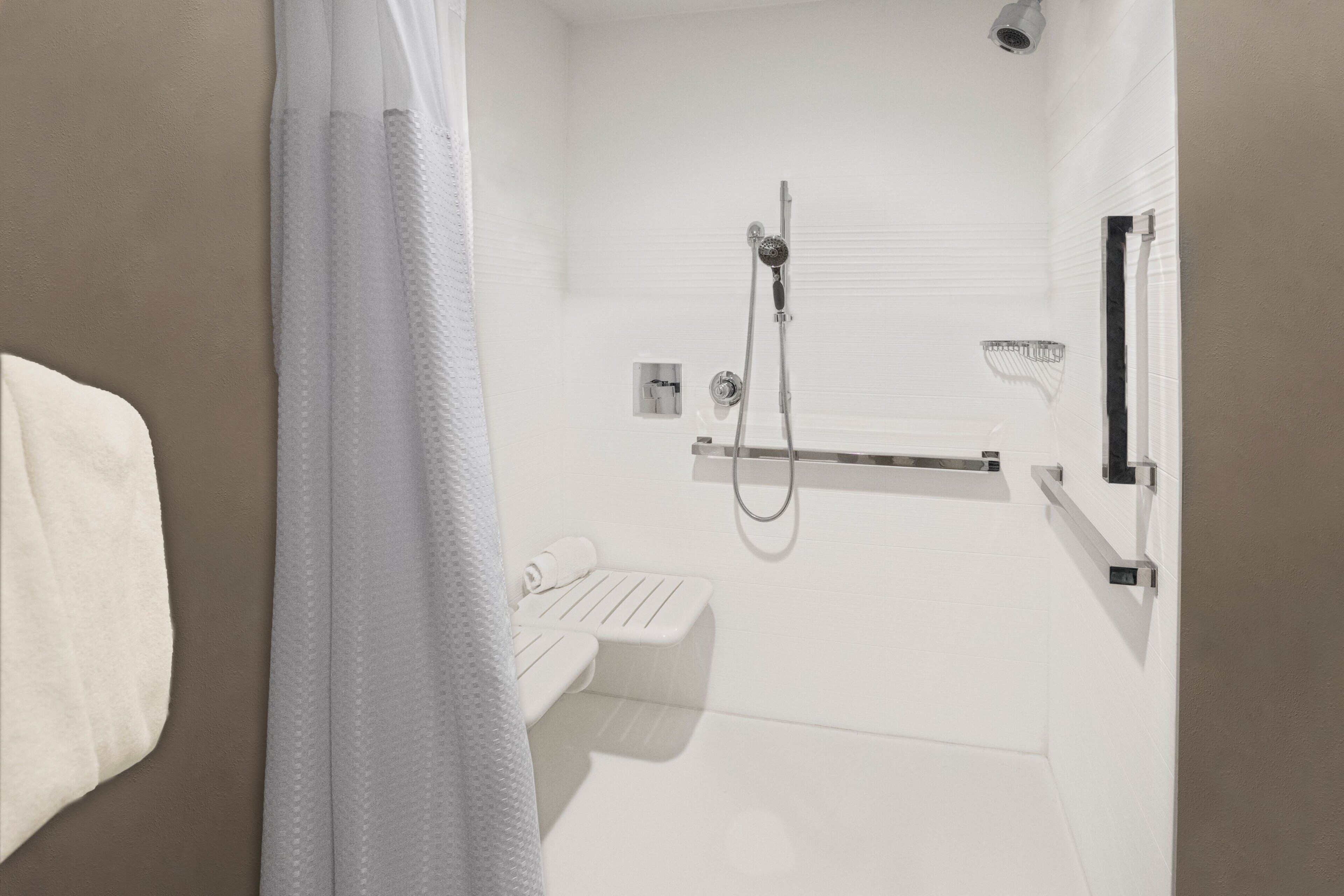 shower, free toiletries, hair dryer