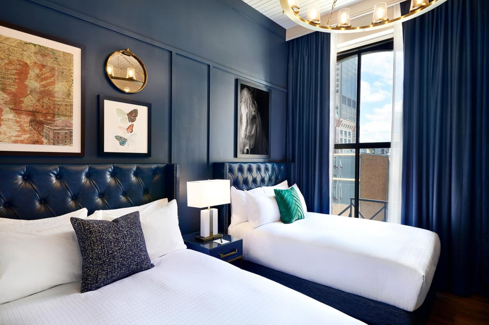 Guest room at The Grady hotel in downtown Louisville