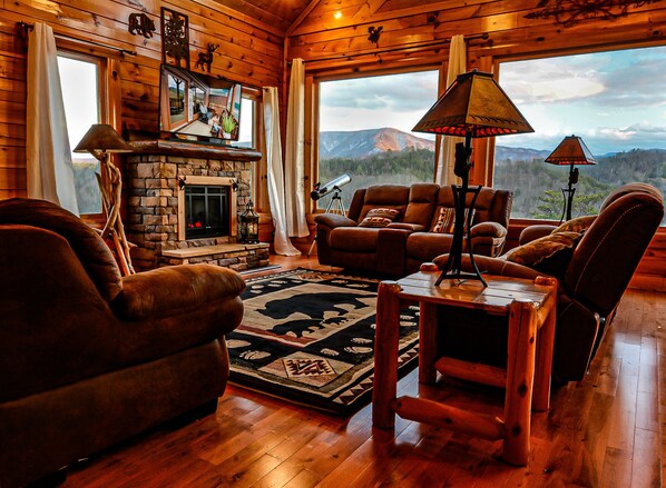 Smart TV, fireplace, video-game console, Netflix