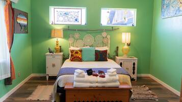 1 bedroom, memory foam beds, iron/ironing board, travel crib