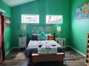 1 bedroom, memory-foam beds, iron/ironing board, travel cot