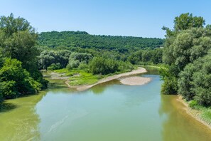 A river surrounded by dense greenery and hills. - Torre Del Melograno With Heated Pool (Castiglione in Teverina)