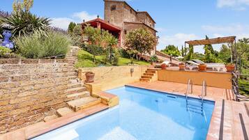 Family Villa, 4 Bedrooms, Fireplace, Mountainside (Torre Del Melograno With Heated Pool) | Pool | Seasonal outdoor pool