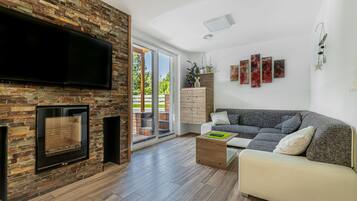 Televisi layar datar 21-inci dengan saluran TV digital dan perapian