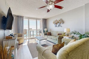 TV, DVD player, video library