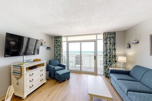 TV, DVD player, video library