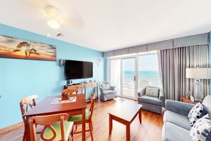 TV, DVD player, video library