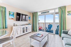 TV, DVD player, video library