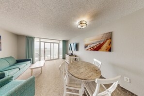 TV, DVD player, video library