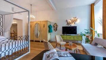 Luxury Apartment, 1 Bedroom (Tromostovje II In Heart Of Ljubljana) | 2 bedrooms, iron/ironing board, free WiFi, bed sheets