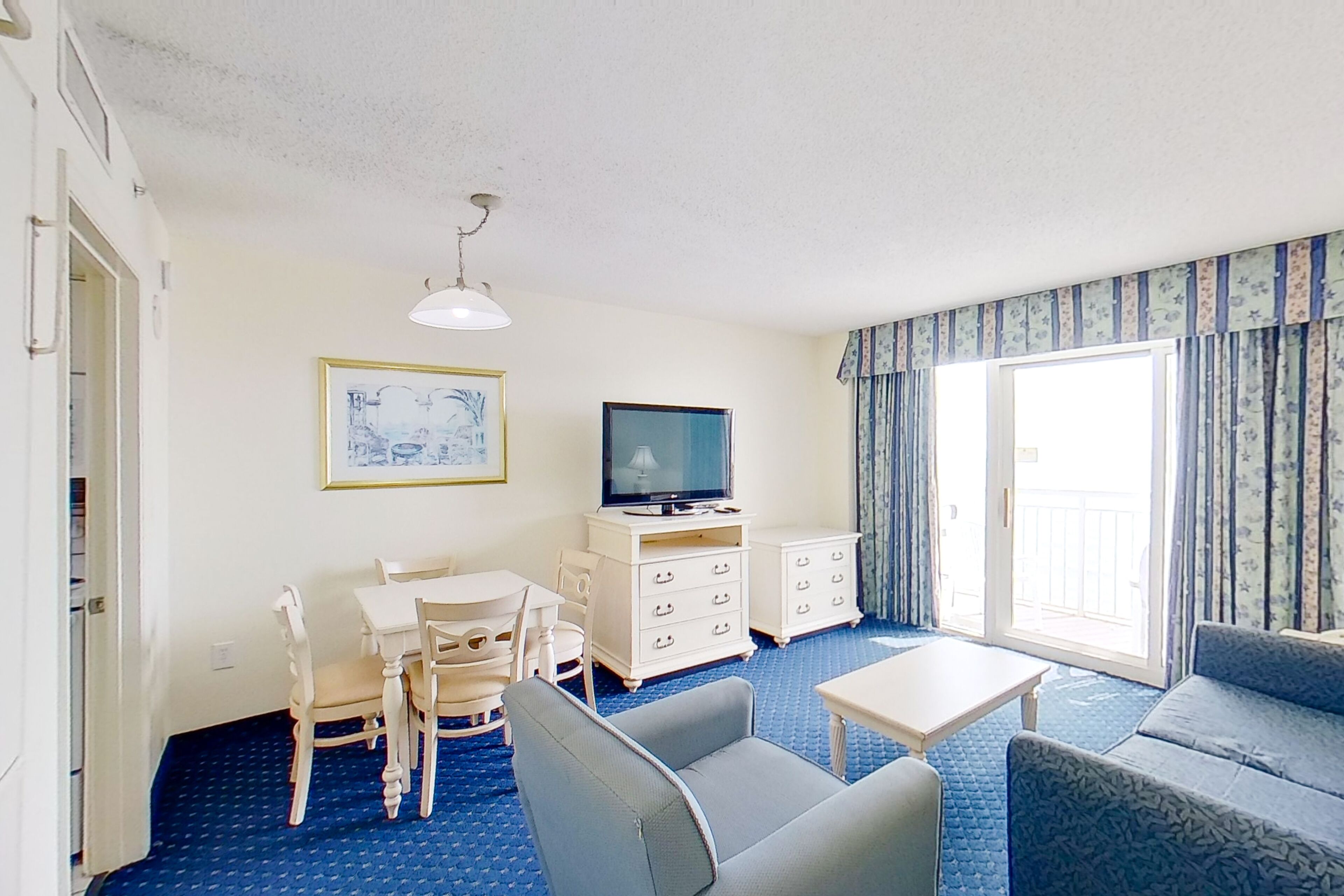 TV, DVD player, video library