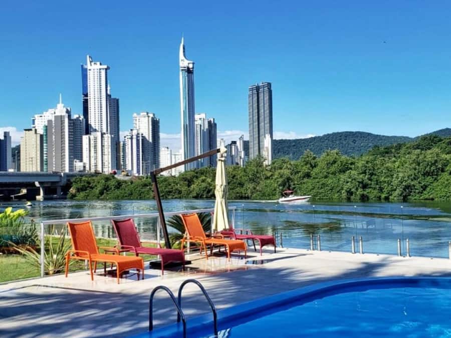 Outdoor pool, sun loungers