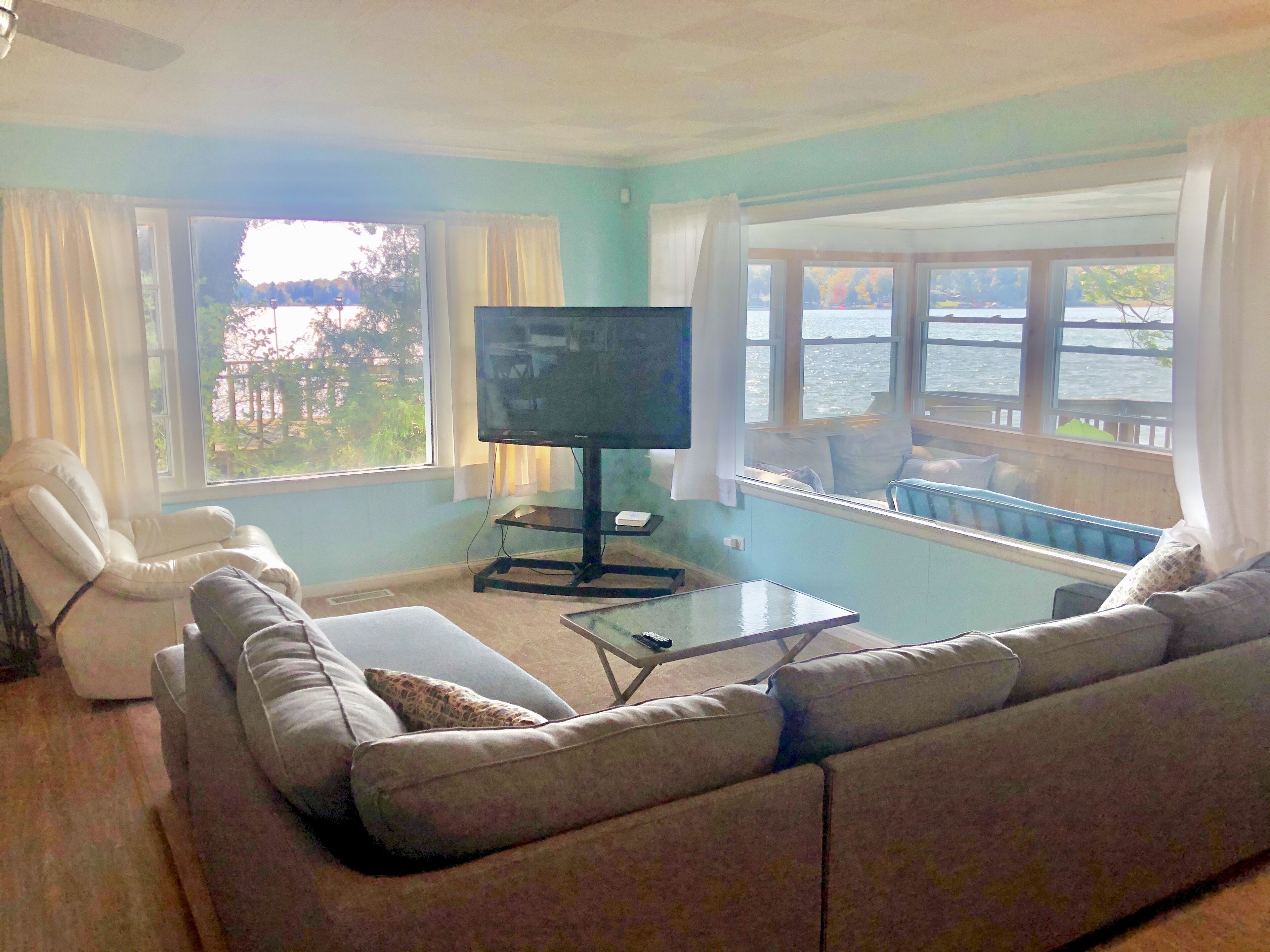 TV, fireplace, video games