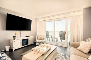 TV, DVD player, video library