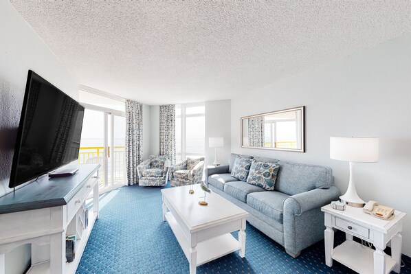 TV, DVD player, video library