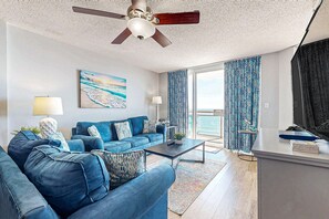 TV, DVD player, video library