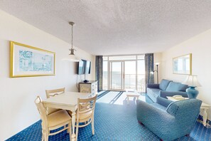 TV, DVD player, video library