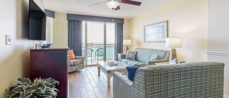 TV, DVD player, video library