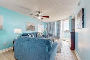 TV, DVD player, video library