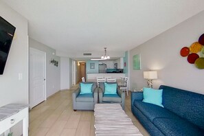 TV, DVD player, video library