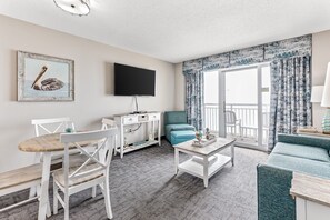 TV, DVD player, video library - Newly Renovated 15th-Floor Oceanfront Condo w/Shared Pool, Hot Tub, Central A/C (North Myrtle Beach)