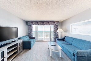 TV, DVD player, video library