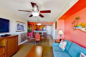 TV, DVD player, video library - 7th floor ocean view condo with pool, hot tub, central AC, balcony (North Myrtle Beach)